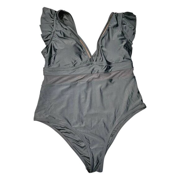 Cupshe Black Deep V One Piece Bathing Swim Suit Womens Size 2X NEW WITH TAGS - Picture 2 of 8